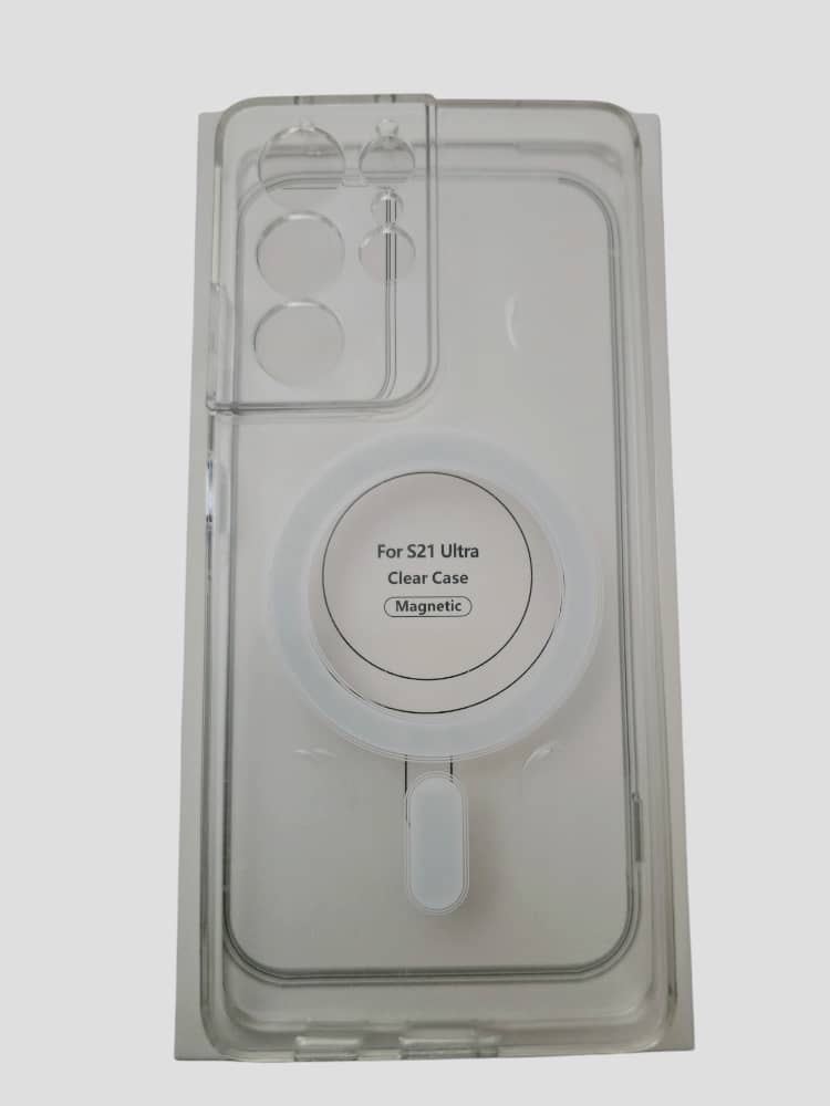 غلاف شفاف S21 Ultra يدعم الشحن اللاسلكي